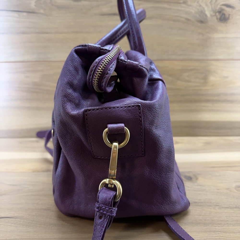 Marc By Marc Jacobs Preppy Pearl Satchel Large Purple Leather Crossbody Zip Y2K - Picture 3 of 10